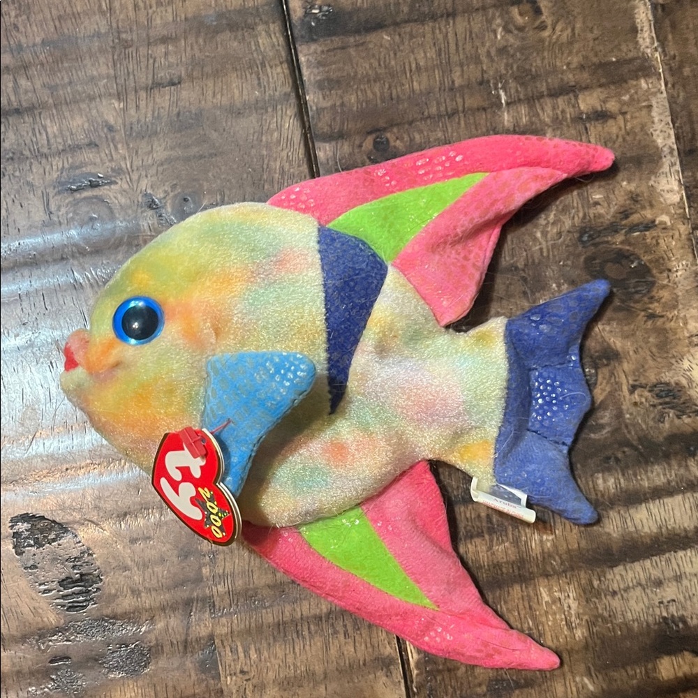 Ty Vibrant Fish Plush with Pink and Blue Accents
